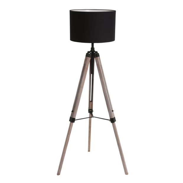 Floor lamp Triek 7175ZW with black linen shade Ø40 cm