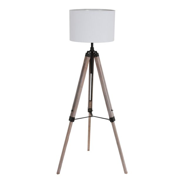 Floor lamp Triek 7176ZW with coarse white linen shade Ø40 cm