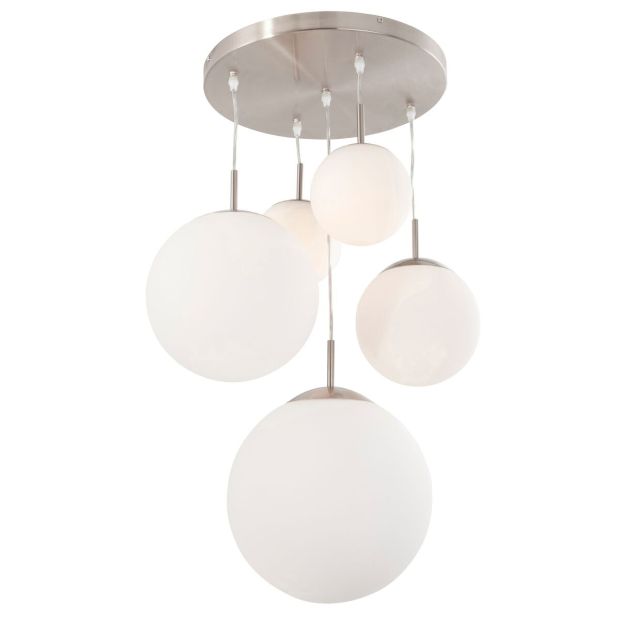 Ceiling lamp Bollique 7376ST steel 5 lights with matte white glass