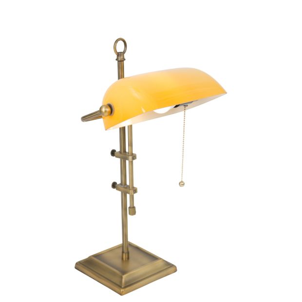 Tischlampe Ancilla 7735BR bronzen Notarlampe mit bernsteinfarbenem Glas