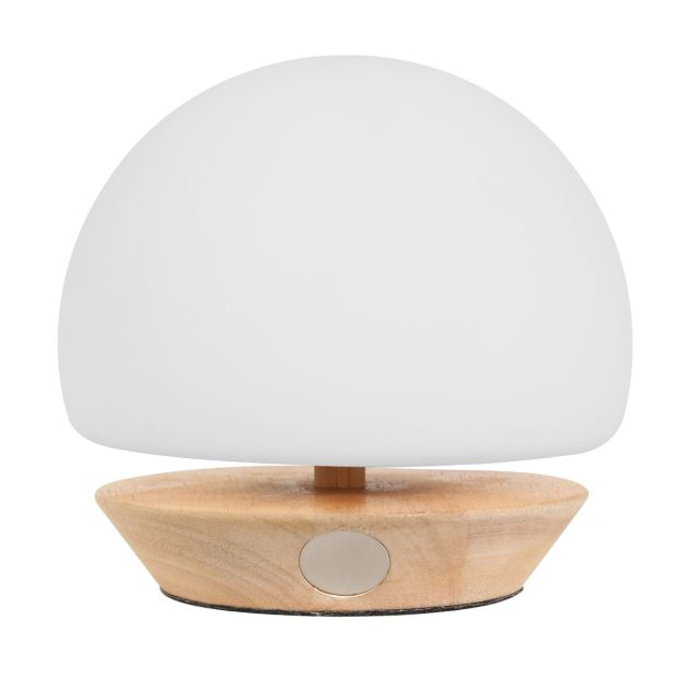 Tafellamp Ancilla 7932BE beuken met wit glas 3 stappen dimbaar