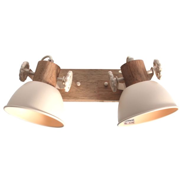Gearwood 7969CR – Creme Deckenlampe mit Holzakzent