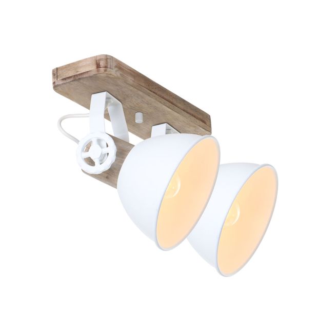 Plafonnier 7969W Gearwood blanc avec douilles E27, style industriel