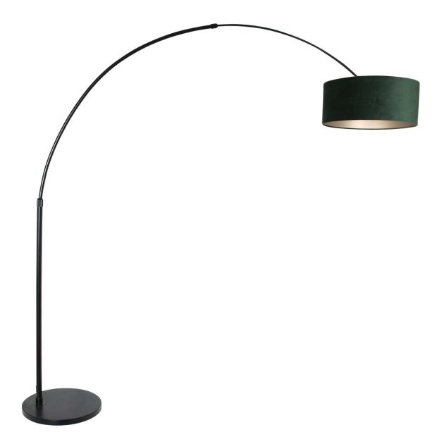 Bogenlampe Sparkled Light 8127ZW schwarz mit luxuriösem grünen Samtschirm