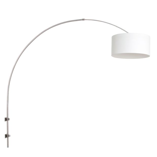 Arc wall lamp Sparkled Light 8144ST steel with coarse white linen shade