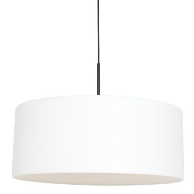Pendant lamp Sparkled Light 8154ZW black with white coarse linen shade