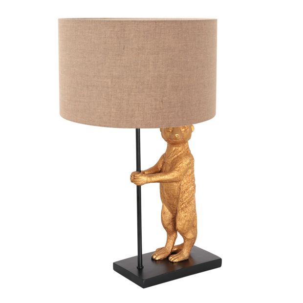 Tischlampe Animaux 8224ZW - verspielte Lampe mit grauem Leinen-Schirm