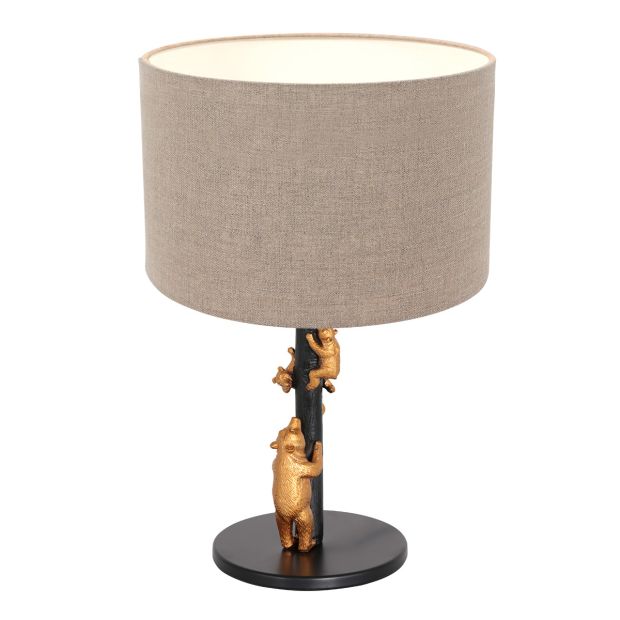 Table lamp Animaux 8231ZW - playful charm with gray coarse linen shade