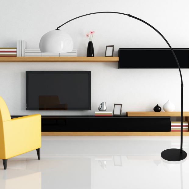 Arc Lamp Sparkled Light 9831ZW black with white plastic shade