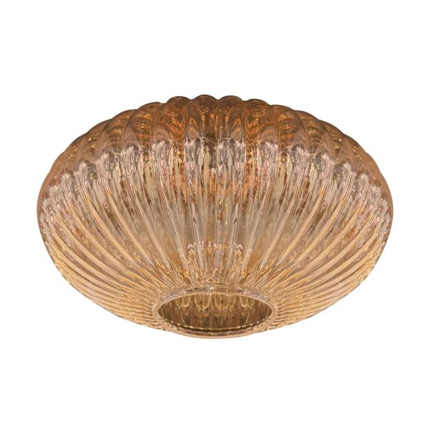 Glaskuppel I15471S – Handgefertigtes, geriffeltes UFO-Glas in Bernsteinfarbe