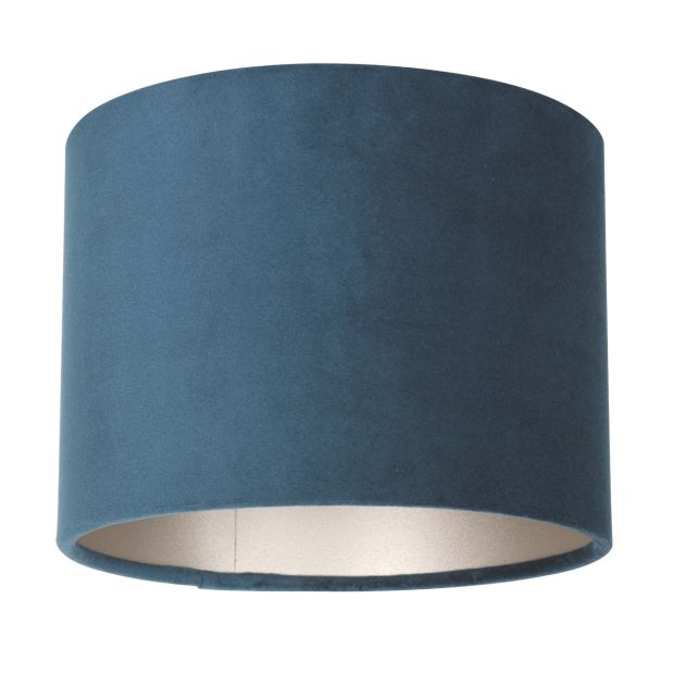 Blauer Velours-Lampenschirm K3084ZS ⌀20 cm mit E27-Fassung.