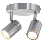 Steel-colored 2-light spot Upround 2487ST including light sources