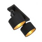 2-flammiger Spot Ornoir 3334ZW schwarz mit goldfarbenen Lampenschirmen