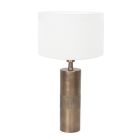 Bronze-colored table lamp Brass 3421BR with white coarse linen shade