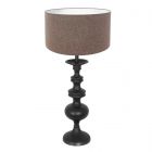Table lamp Lyons 3486ZW Black with gray linen shade and cord switch