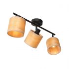 Ceiling spotlight Bambus 3667ZW Black 3 lights with wooden shades
