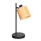 Tafellamp Bambus 3669ZW Zwart 1 lichts met houten kapje
