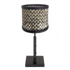 Zwarte tafellamp Stang 3707ZW met draai schakelaar en naturel met zwart bamboe kap