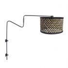 Black wall lamp with swivel arm Linstrom 3720ZW with natural black bamboo shade