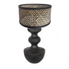 Table lamp Lyons 3747ZW Black with natural/black bamboo shade and cord switch