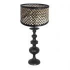 Table lamp Lyons 3749ZW Black with natural/black bamboo shade and cord switch