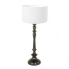 Black lamp base Bois 3764ZW with white linen lampshade