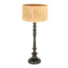 Black lamp base Bois 3766ZW with natural grass lampshade