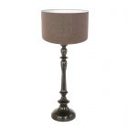 Black lamp base Bois 3770ZW with coarse linen gray lampshade