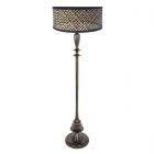 Black floor lamp Bois 3774ZW with switch and natural/black bamboo shade