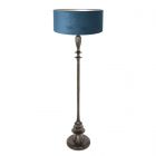 Black floor lamp Bois 3781ZW with switch and blue velvet shade