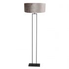 Zwarte staande lamp Stang 3847ZW met E27 fitting en grijs velours kap