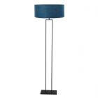 Zwarte staande lamp Stang 3854ZW met E27 fitting en blauw velours kap
