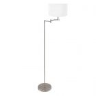 Steel-colored floor lamp Bella 3875ST with white linen shade