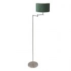 Steel-colored floor lamp Bella 3880ST with green velvet shade