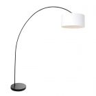 Arc lamp Solva 3894ZW black with a white linen lampshade