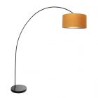 Arc lamp Solva 3896ZW Black with a gold-colored velvet lampshade