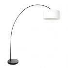 Arc lamp Solva 3897ZW Black with a coarse white linen shade
