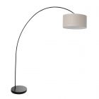 Arc lamp Solva 3898ZW black with a gray linen lampshade