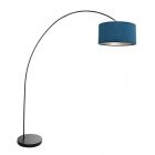 Arc lamp Solva 3900ZW black with a blue velvet lampshade