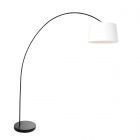 Arc lamp Solva 3904ZW with a white coarse linen lampshade