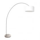 Arc lamp Solva 3911ST with a coarse white linen shade