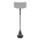 Black floor lamp Bois 3925ZW with switch and denim blue linen shade
