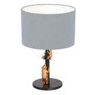 Gold with black table lamp Animaux 3943ZW with denim blue linen shade