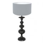 Table lamp Lyons 3952ZW Black with blue linen shade and cord switch