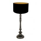 Lamp base Bois 3983ZW with black gold-colored linen shade