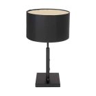 Black table lamp Stang 7197ZW with rotary switch and black linen shade