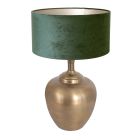 Bronzefarbene Vasen-Tischleuchte Brass 7205BR inklusive grünem Samtlampenschirm