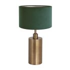 Bronskleurige tafellamp Brass 7310BR met groen velours kap