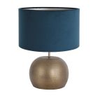 Tafellamp Brass 3310BR+K1068ZS Brons-Fluweel Blauw