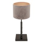 Black table lamp Stang 8163ZW with rotary switch and gray velvet fabric shade